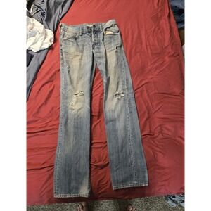 Mens Jeans 32x32 Blue Denim Straight Fit Vintage Wash Casual